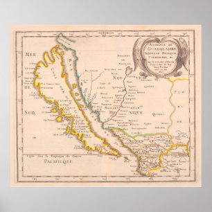Vintage Karte von Kalifornien (1657) Poster
