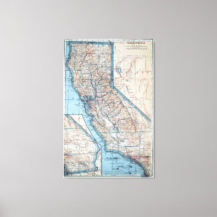 Vintage Karte von Kalifornien (1921) Leinwanddruck