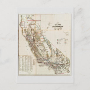 Vintage-Karte von Kalifornien Nevada Historisch US Postkarte
