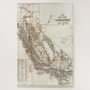 Vintage-Karte von Kalifornien Nevada Historische U Puzzle