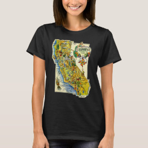 Vintage Karte von Kalifornien touristisches T-Shir T-Shirt