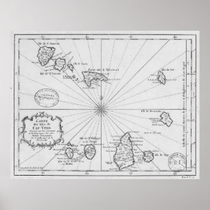 Vintage Karte von Kap Verde (1746) Poster