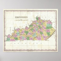 Vintage Karte von Kentucky (1827)