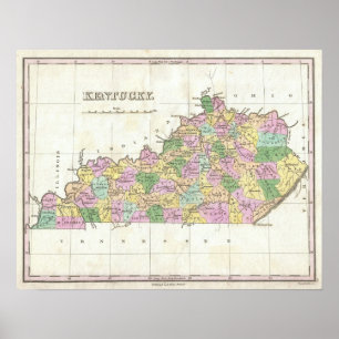 Vintage Karte von Kentucky (1827) Poster