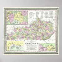 Vintage Karte von Kentucky (1850)
