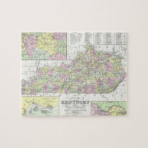 Vintage Karte von Kentucky (1850) Puzzle