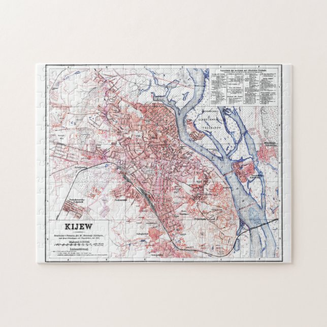 Vintage Karte von Kiew Ukraine (1918) Puzzle (Horizontal)