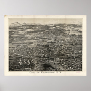 Vintage Karte von Kingston NY (1875) Poster