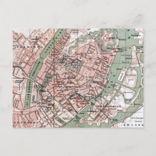 Vintage Karte von Kopenhagen, Dänemark (1888)