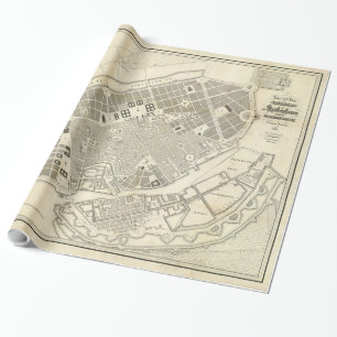 Vintage Karte von Kopenhagen Dänemark Erweiterung Geschenkpapier