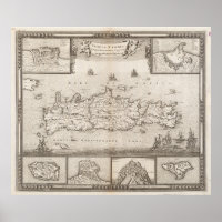 Vintage Karte von Kreta Griechenland (1680)