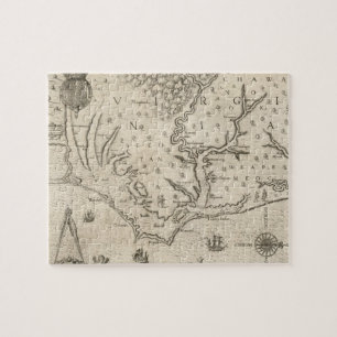 Vintage Karte von Küstennord-carolina (1590) Puzzle
