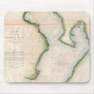 Vintage Karte von Küstentampa bay (1855) Mousepad