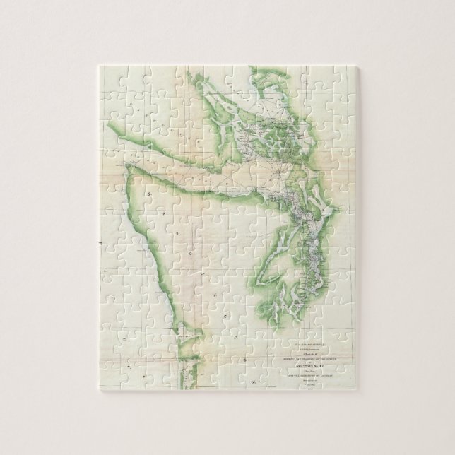 Vintage Karte von Küstenwashington-Staat (1857) Puzzle (Vertikal)