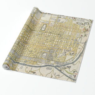 Vintage Karte von Kyoto Japan (1696) Geschenkpapier