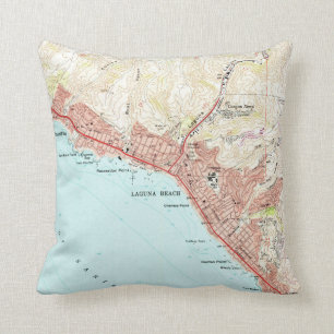 Vintage Karte von Laguna-Strand Kalifornien (1965) Kissen
