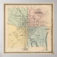 Vintage Karte von Lancaster PA (1864)