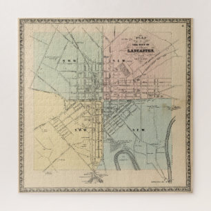 Vintage Karte von Lancaster PA (1864) Puzzle