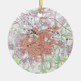 Vintage Karte von Lancaster Pennsylvania (1956) 2 Keramikornament