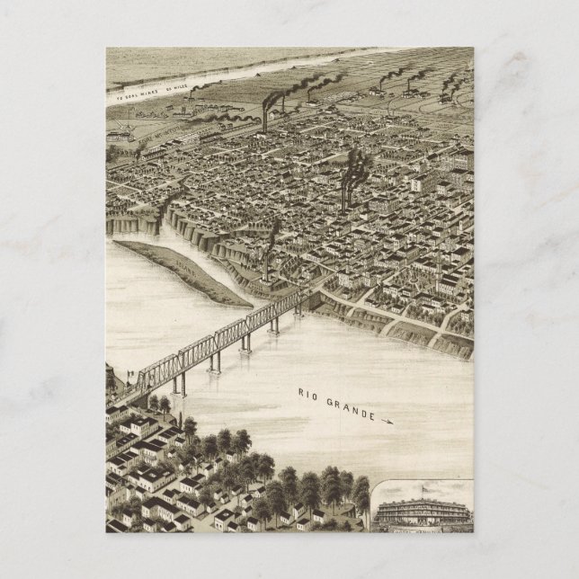 Vintage Karte von Laredo Texas (1892) (Vorderseite)