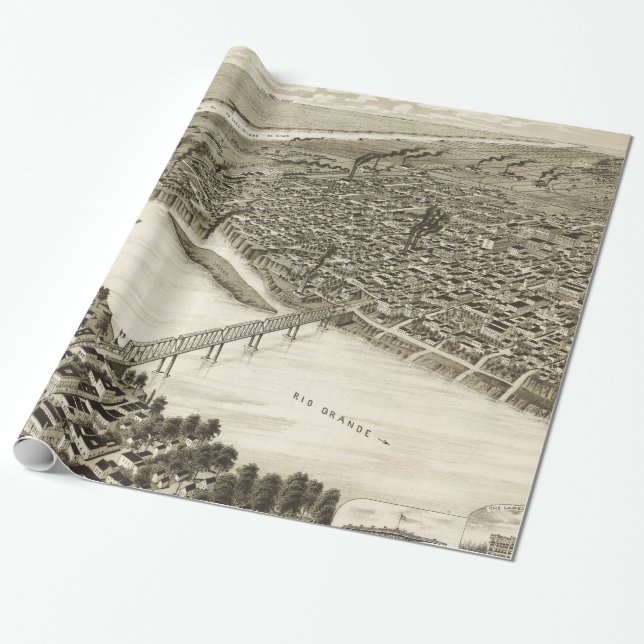 Vintage Karte von Laredo Texas (1892) Geschenkpapier (Ungerollt)