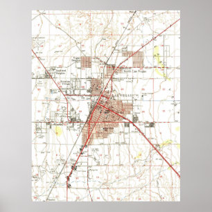 Vintage Karte von Las Vegas Nevada (1952) Poster