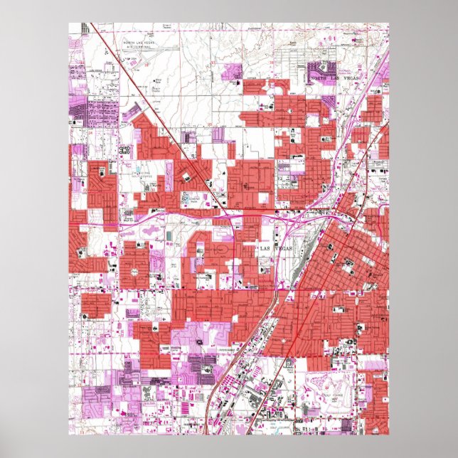 Vintage Karte von Las Vegas Nevada (1967) Poster (Vorne)