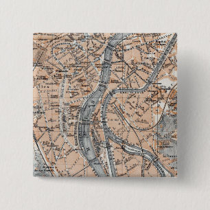 Vintage Karte von Liège Belgien (1905) Button