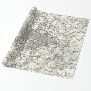 Vintage Karte von London England (1832) Geschenkpapier
