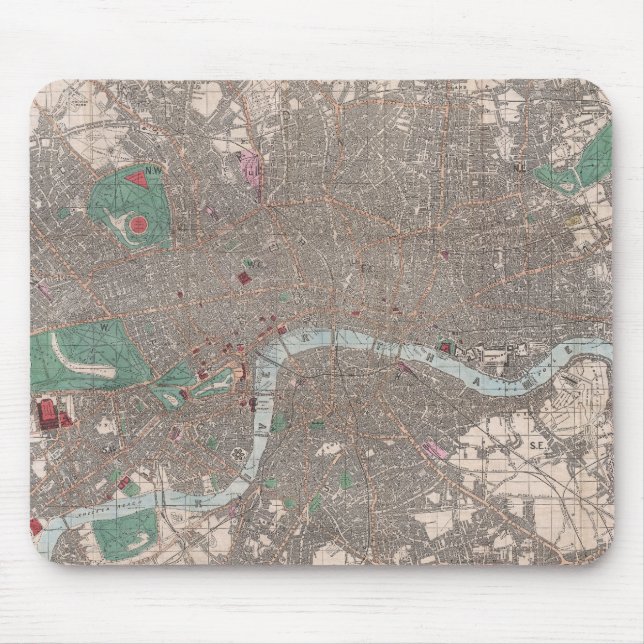 Vintage Karte von London England (1862) Mousepad (Vorne)