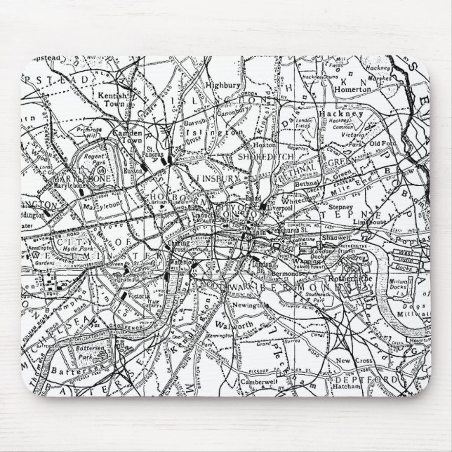 Vintage Karte von London England (1911) Mousepad (Vorne)
