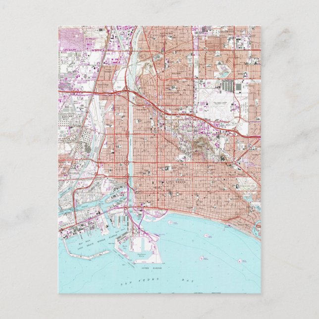 Vintage Karte von Long Beach California (1964) (Vorderseite)