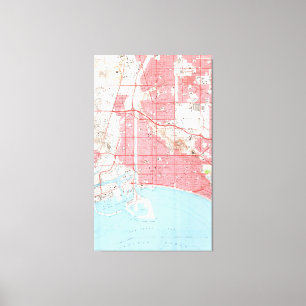 Vintage Karte von Long Beach California (1964) 2 Leinwanddruck