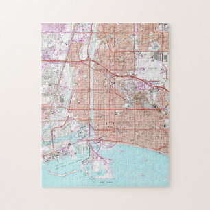 Vintage-Karte von Long Beach California (1964) Puzzle