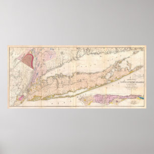 Vintage Karte von Long Island New York (1842) Poster