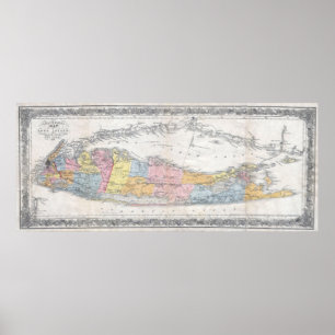 Vintage Karte von Long Island New York (1857) Poster