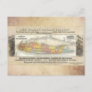 Vintage-Karte von Long Island, New York, Eisenbahn Postkarte