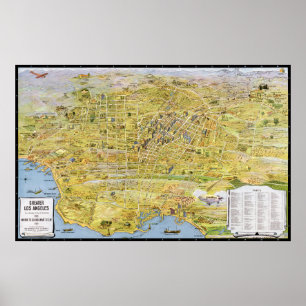 Vintage Karte von Los Angeles - 1932 Poster