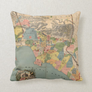 Vintage Karte von Los Angeles County CA (1888) Kissen