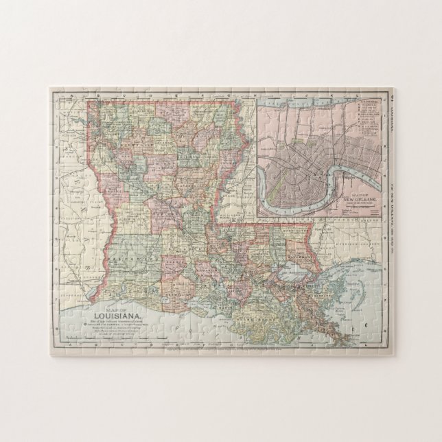 Vintage Karte von Louisiana (1891) Puzzle (Horizontal)