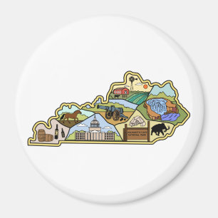 Vintage-Karte von Louisville Lexington Kentucky Magnet