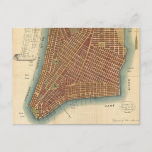 Vintage Karte von Lower New York City (1807)