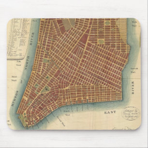 Vintage Karte von Lower New York City (1807) Mousepad