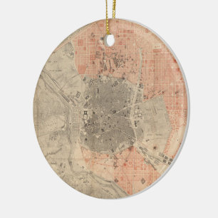 Vintage Karte von Madrid Spanien (1861) Keramikornament