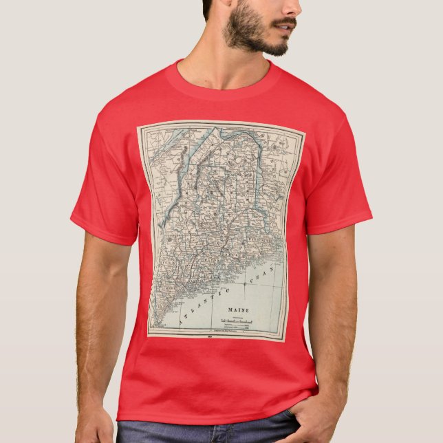 Vintage-Karte von Maine 1893 T-Shirt (Vorderseite)