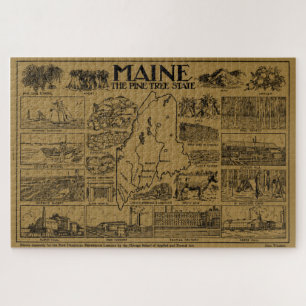 Vintage Karte von Maine (1912) - Tan Puzzle