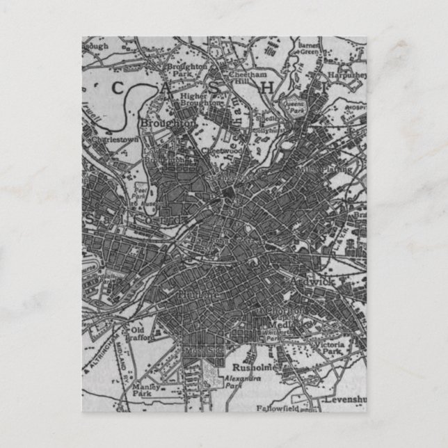 Vintage Karte von Manchester England (1911) (Vorderseite)