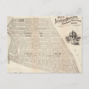 Vintage-Karte von Marthas Vineyard (1873) Postkarte
