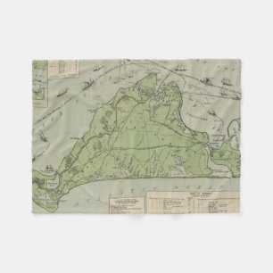 Vintage Karte von Marthas Vineyard (1913) Fleecedecke
