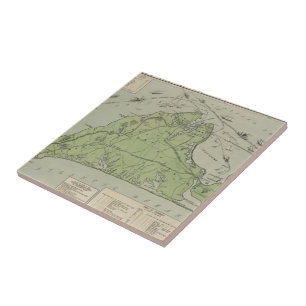 Vintage Karte von Marthas Vineyard (1913) Fliese
